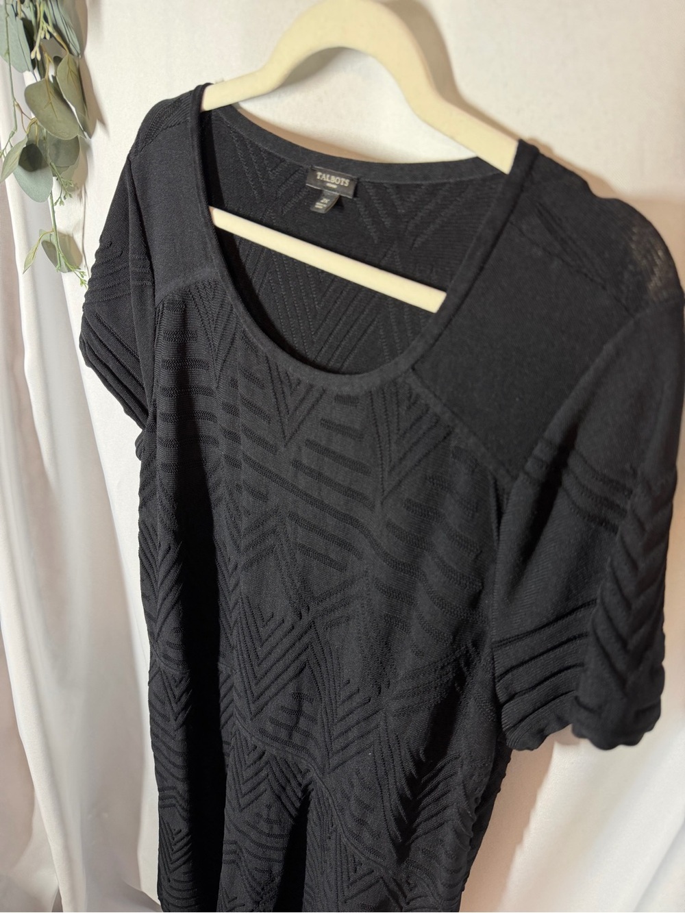 Talbots | Midi Dress Black Short Sleeve Women's Size 2X - Picture 5 of 10